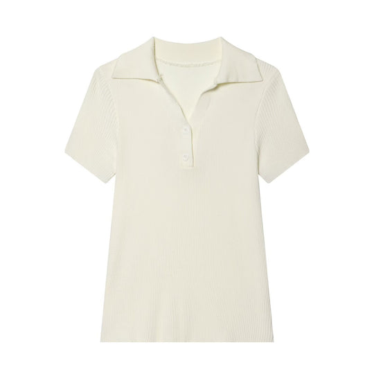 Damen kurzärmliges Poloshirt aus weichem Strickstoff EB