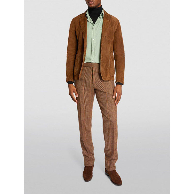 Herren Eleganter Wildlederblazer mit modernen Taschen und lässigem Schnitt EB