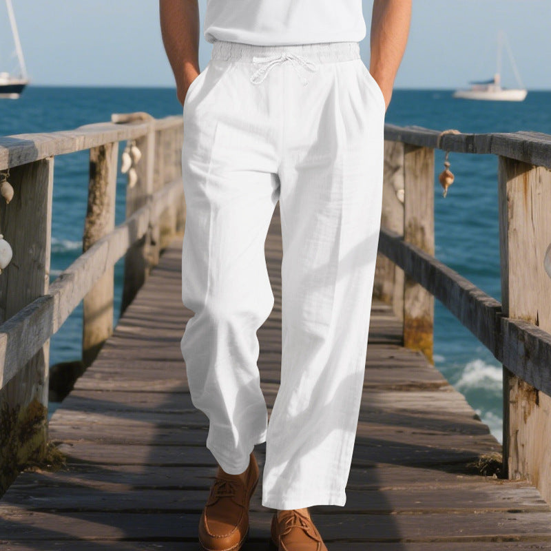Herren bequeme Strandhose mit elastischem Bund und verstellbarem Kordelzug EB
