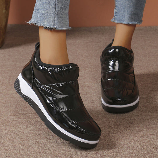 Damen nan gesteppte gefütterte Slip-On Winter-Sneaker mit elastischem Schaft und gepolstertem Komfortfußbett EB