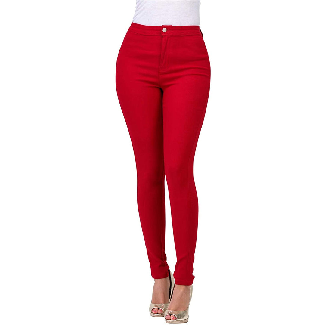 Damen Hoch geschnittene Skinny Jeans mit elastischem Stretch EB