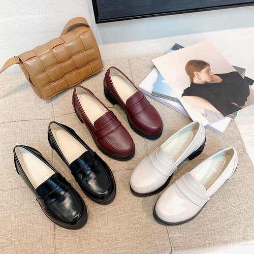 Damen Elegante Plateau-Mokassins mit modischer Sohle EB