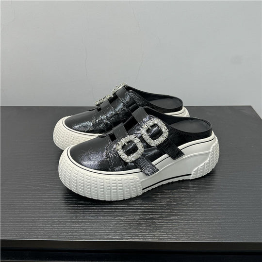 Damen modische Clutch-Sneaker mit dekorativen Strassschnallen EB