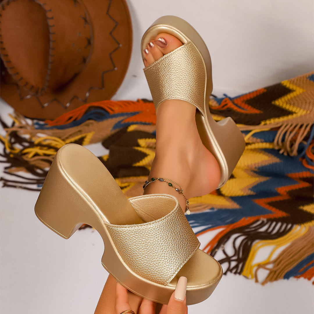 Damen High Heel Slip-On Sandalen EB