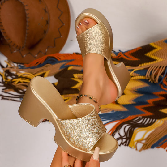 Damen High Heel Slip-On Sandalen EB