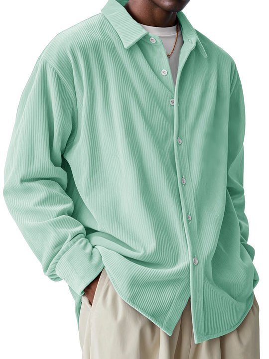 Herren nan oversized Kordhemd mit feiner Rippenstruktur und Relaxed-Fit EB