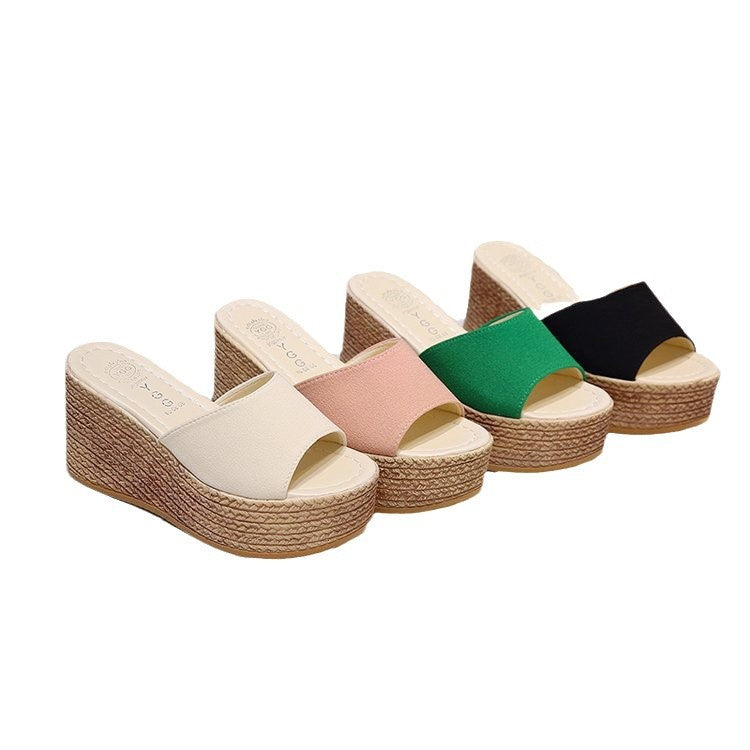 Damen Wedge-Pantoletten mit weichem Obermaterial und bequemer Sohle EB