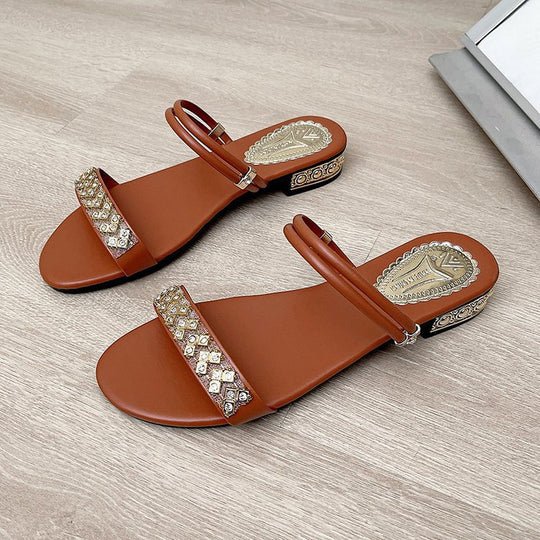 Damen glamouröse Sandalen mit funkelnden Schmuckakzenten EB