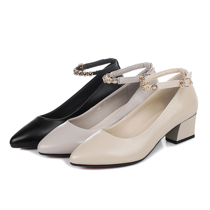 Damen Elegante Pumps mit verstellbarem Riemchen und luxuriösem Schmuckdetail EB