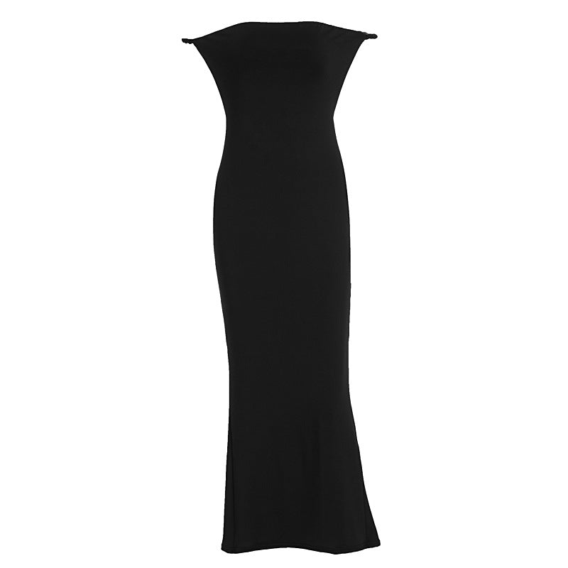 Damen Off-Shoulder Maxi-Kleid mit figurbetonendem Schnitt und elegantem Saum EB