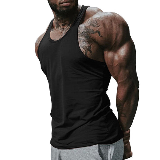 Herren atmungsaktives Fitness Tanktop mit Racerback-Design und körperbetontem Schnitt EB