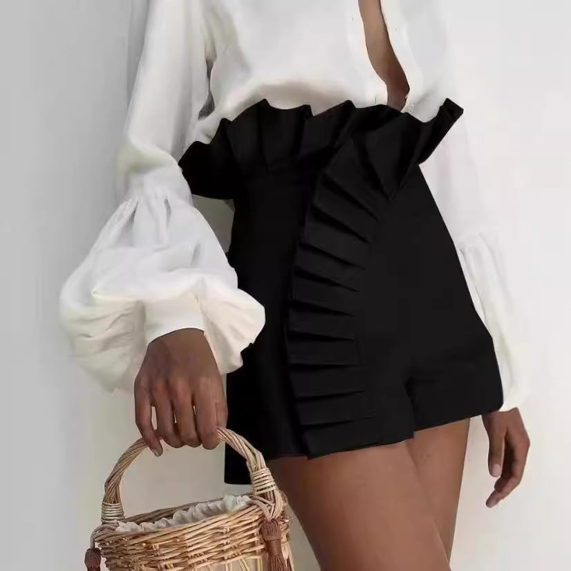 Damen Rüschenshorts mit asymmetrischem Schnitt EB