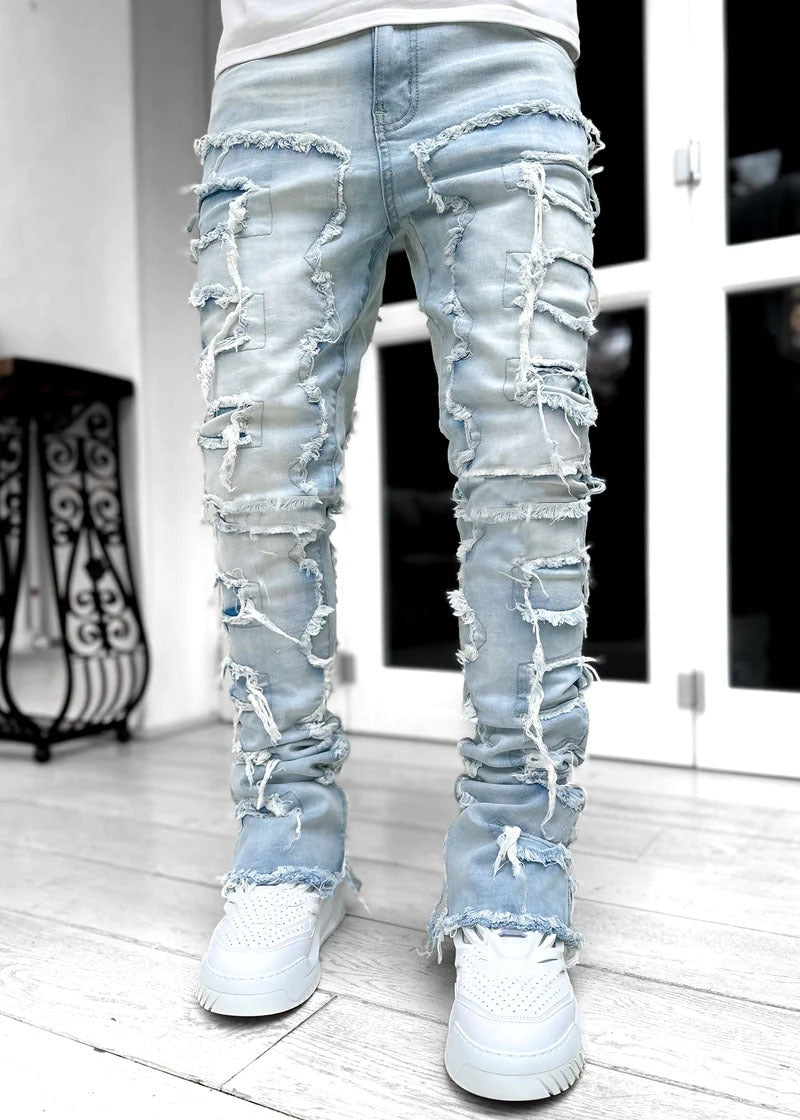 Herren Zerrissene Denim-Hose im lässigen Stil mit einzigartigem Design EB