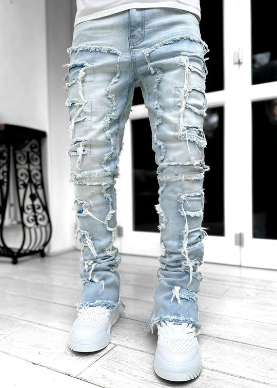 Herren Zerrissene Denim-Hose im lässigen Stil mit einzigartigem Design EB