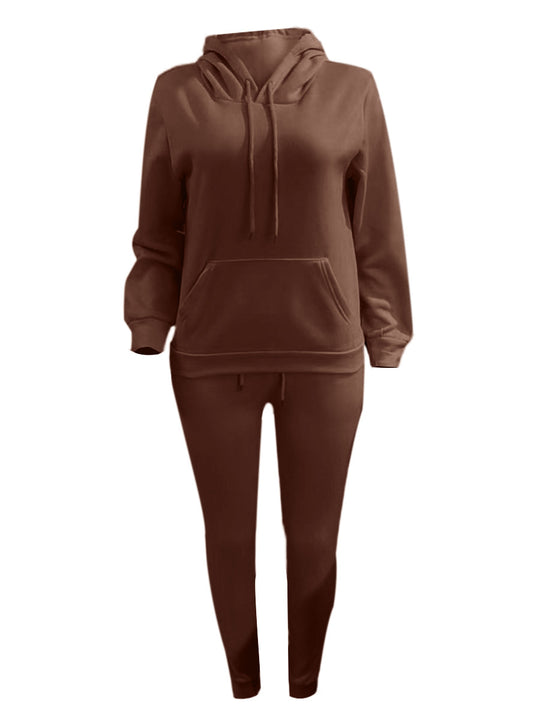 Herren nan sportliches Jogginganzug-Set mit Kapuzenpullover Kängurutasche und schmal zulaufender Jogginghose EB