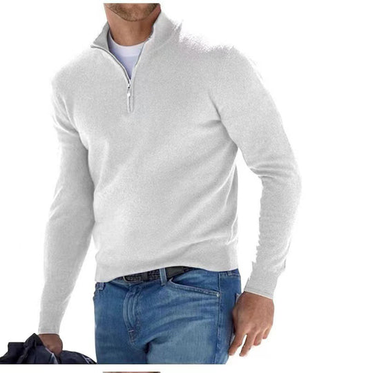 Herren Strickpullover mit modernem Stehkragen und praktischem Zipper EB
