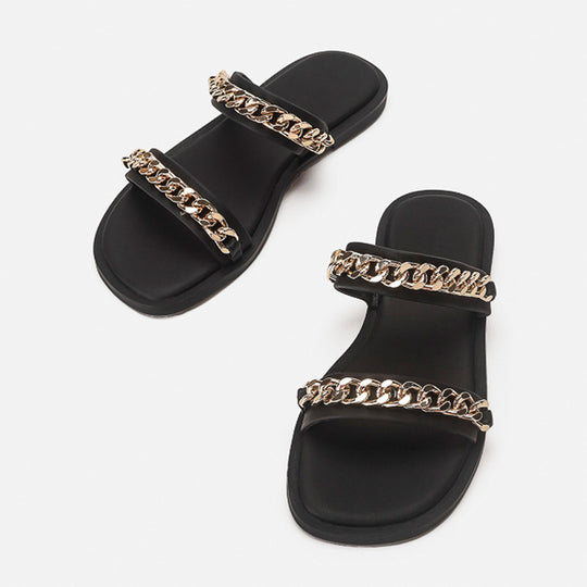Damen Slides mit luxuriösem Kettendetail EB