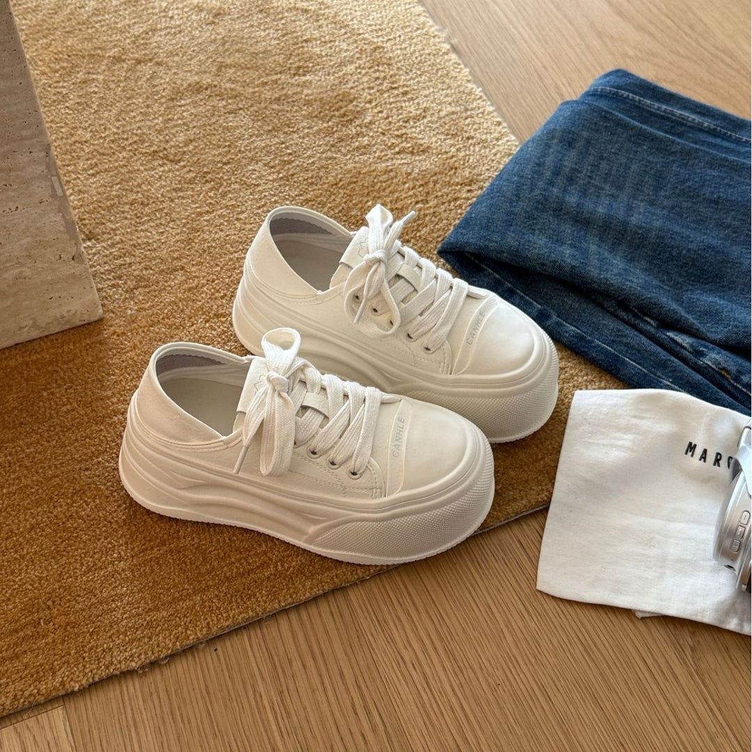 Damen Plateau-Sneaker aus hochwertigem Material mit atmungsaktiver Sohle EB