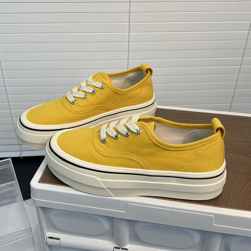 Damen Sneaker mit dicker Sohle und hochwertigem Canvas-Obermaterial EB