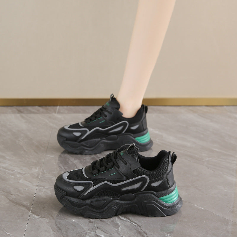 Damen Sportliche Chunky Sneakers mit atmungsaktiver Netzstruktur und schwerer Profilsohle EB