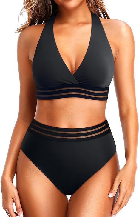 Damen Sportlicher hochtaillierter Bikini EB