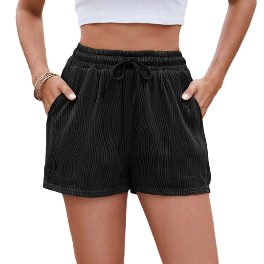 Damen Sportliche Shorts mit elastischem Bund und Raffmuster EB