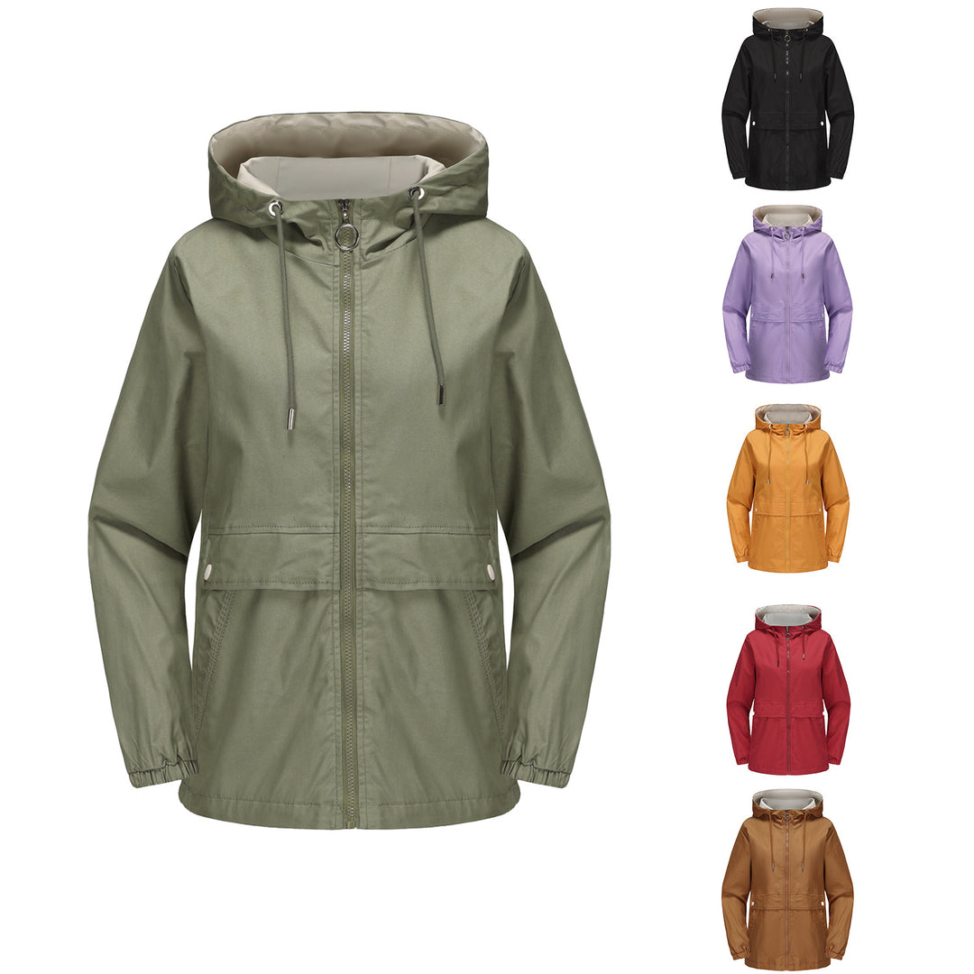 Damen nan leichter wasserabweisender Kapuzenparka mit Tunnelzug, Ringzipper und verdeckter Druckknopfleiste EB