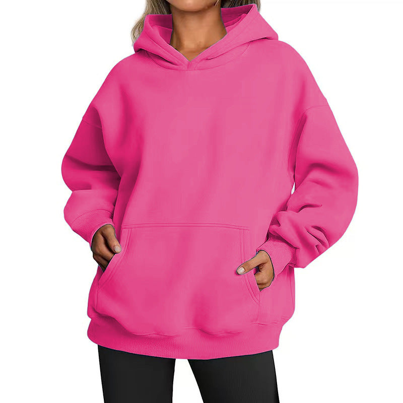Unisex nan oversized Kapuzenpullover mit großflächigem Rückenprint, Kängurutasche und gerippten Bündchen EB