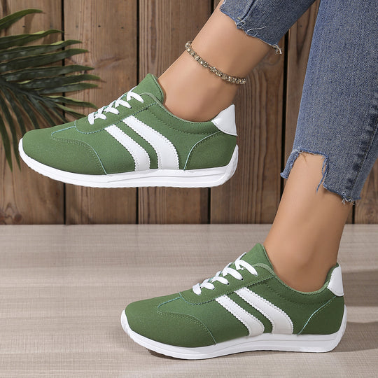 Damen  leichte Retro-Canvas-Sneaker mit gepolsterter Innensohle, flexibler Laufsohle und dezenter Streifen-Optik EB