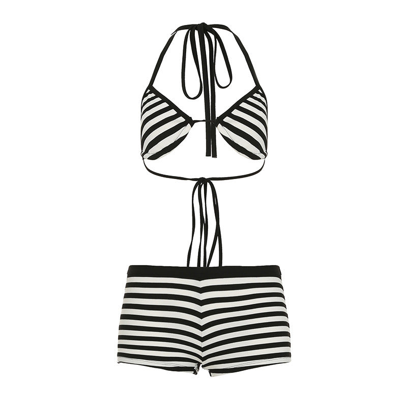 Damen trendiges Bikini-Set mit tieferem Ausschnitt und verstellbaren Trägern EB