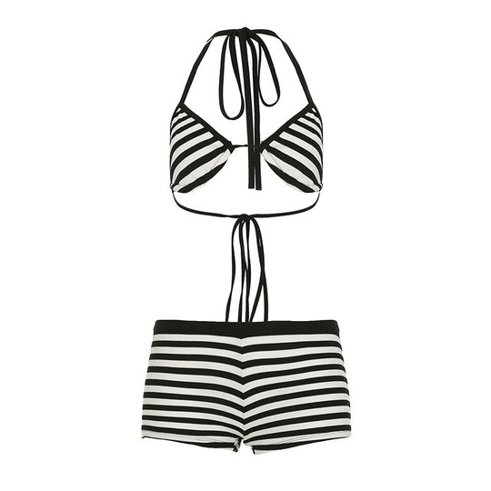 Damen trendiges Bikini-Set mit tieferem Ausschnitt und verstellbaren Trägern EB