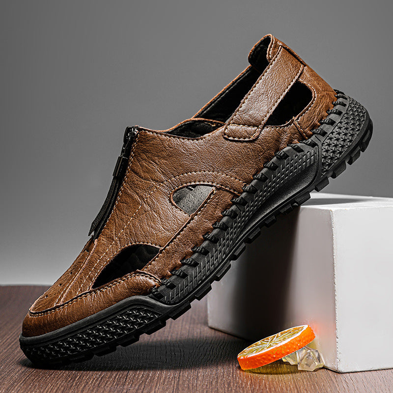 Damen Atmungsaktive Ledersandalen mit rutschfester Sohle und verstellbaren Riemen EB