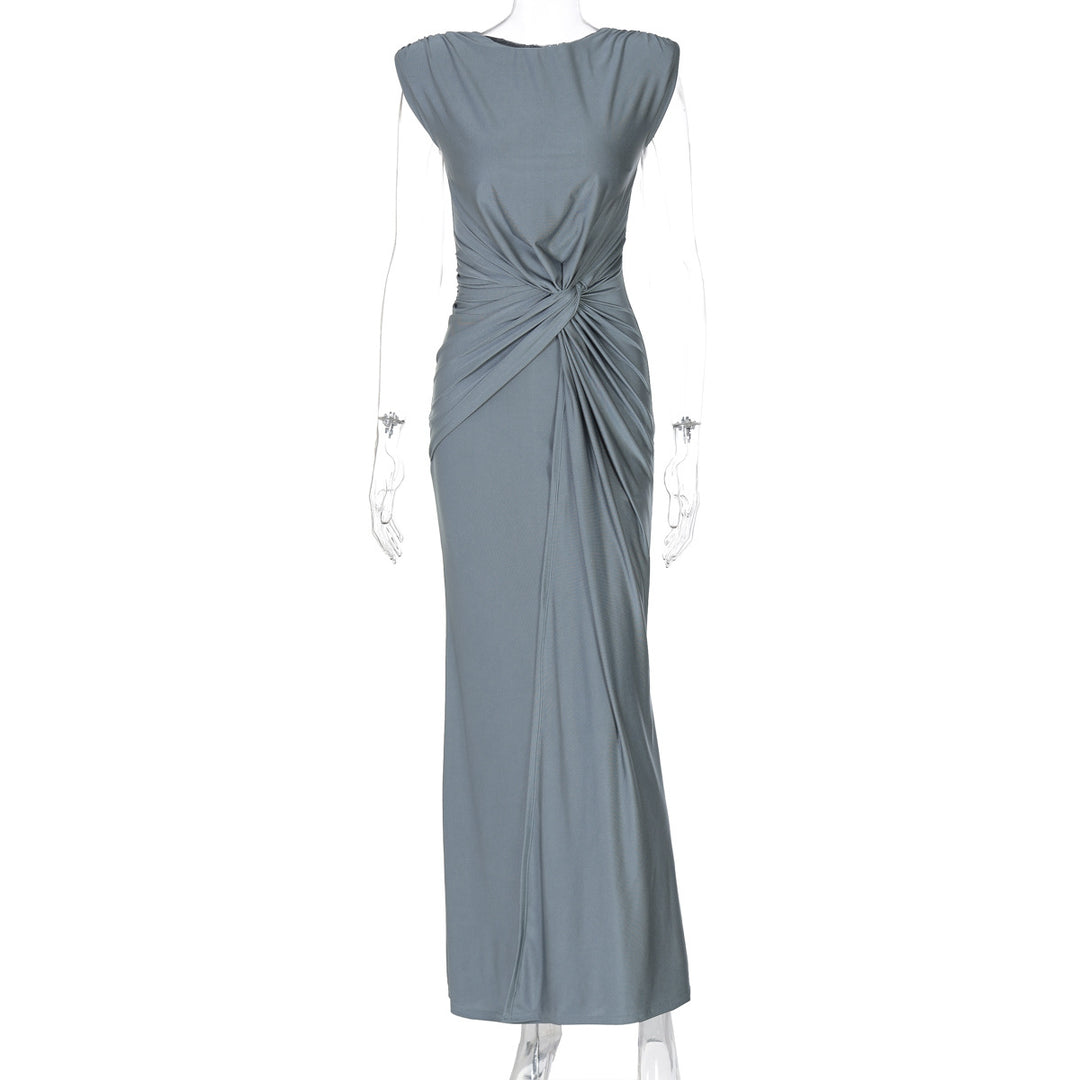 Damen Elegantes Wickelmaxikleid mit raffiniertem Drapierungselement EB