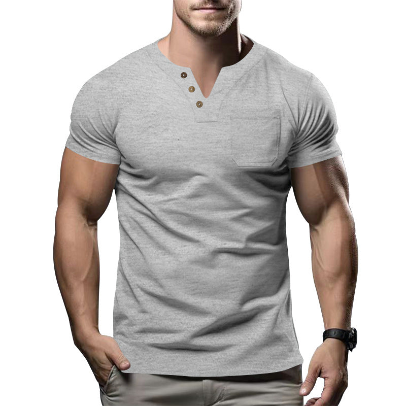 Herren Kurzarmshirt mit Knopfleiste und Brusttasche EB
