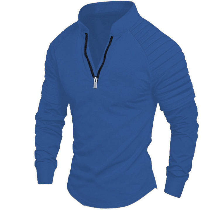 Herren nan Slim-Fit Troyer mit gesteppter Schulterpasse und halbem Reißverschluss EB