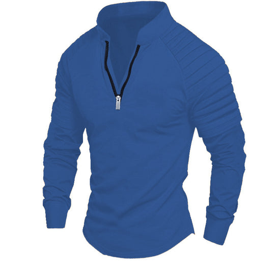Herren nan Slim-Fit Troyer mit gesteppter Schulterpasse und halbem Reißverschluss EB