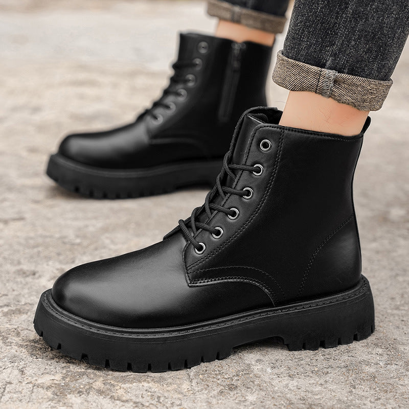 Damen Modische Lederboots mit praktischem Reißverschluss und robustem Profil EB
