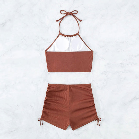 Damen Bikini-Set mit modischem Wickel-Top und hohem Taillenslip EB