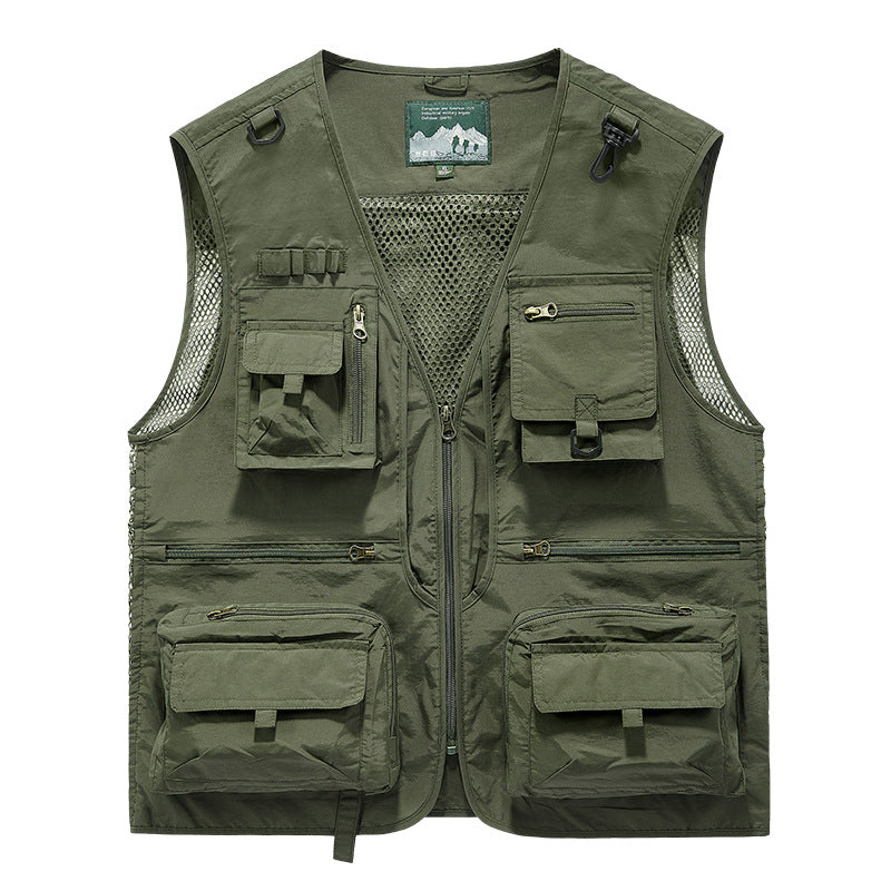 Herren nan multifunktionale Outdoor-Taktikweste mit zahlreichen Taschen und Netzbesatz EB