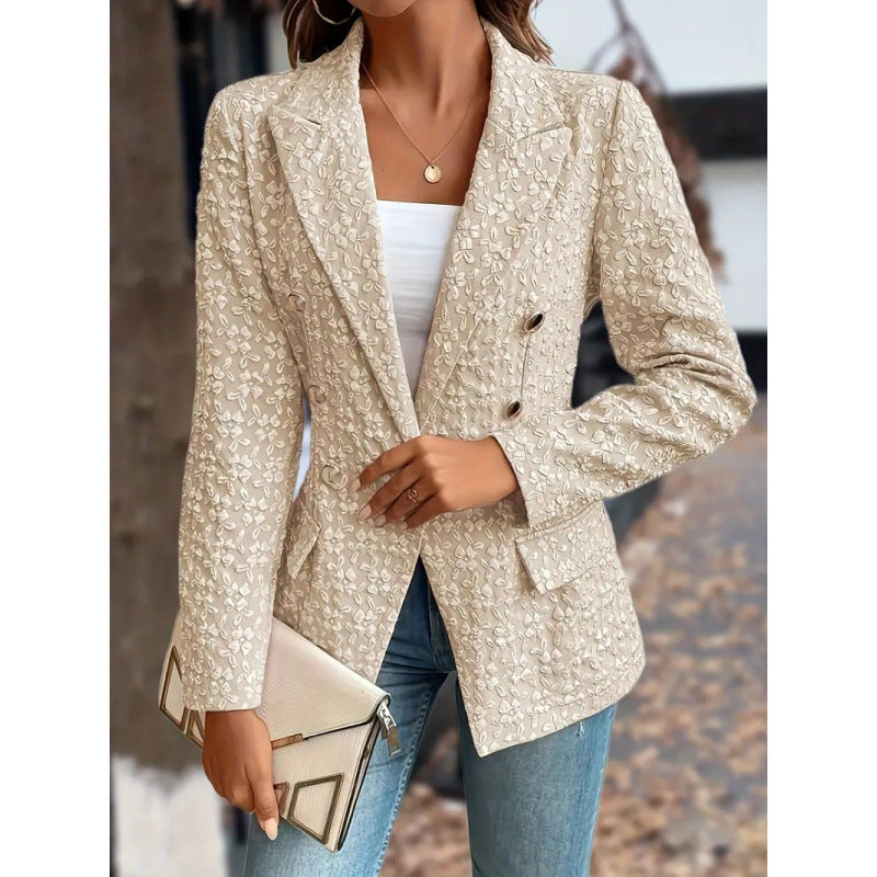 Damen Eleganter Blazer mit strukturiertem Muster und doppelter Knopfleiste EB