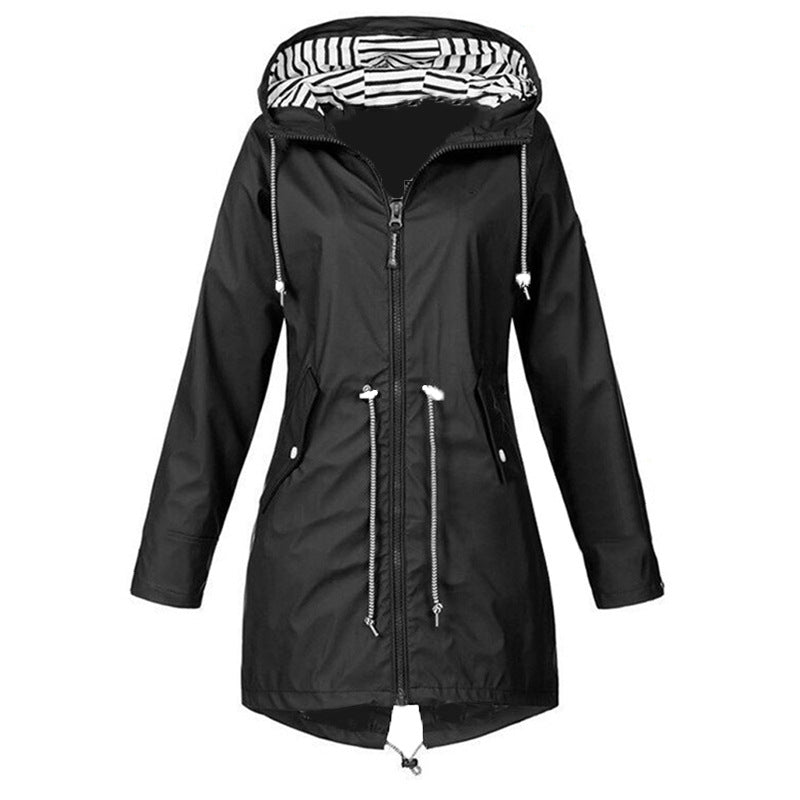 Damen wasserabweisende Freizeitjacke mit verstellbarem Kapuzenkragen und funktionalen Taschen EB