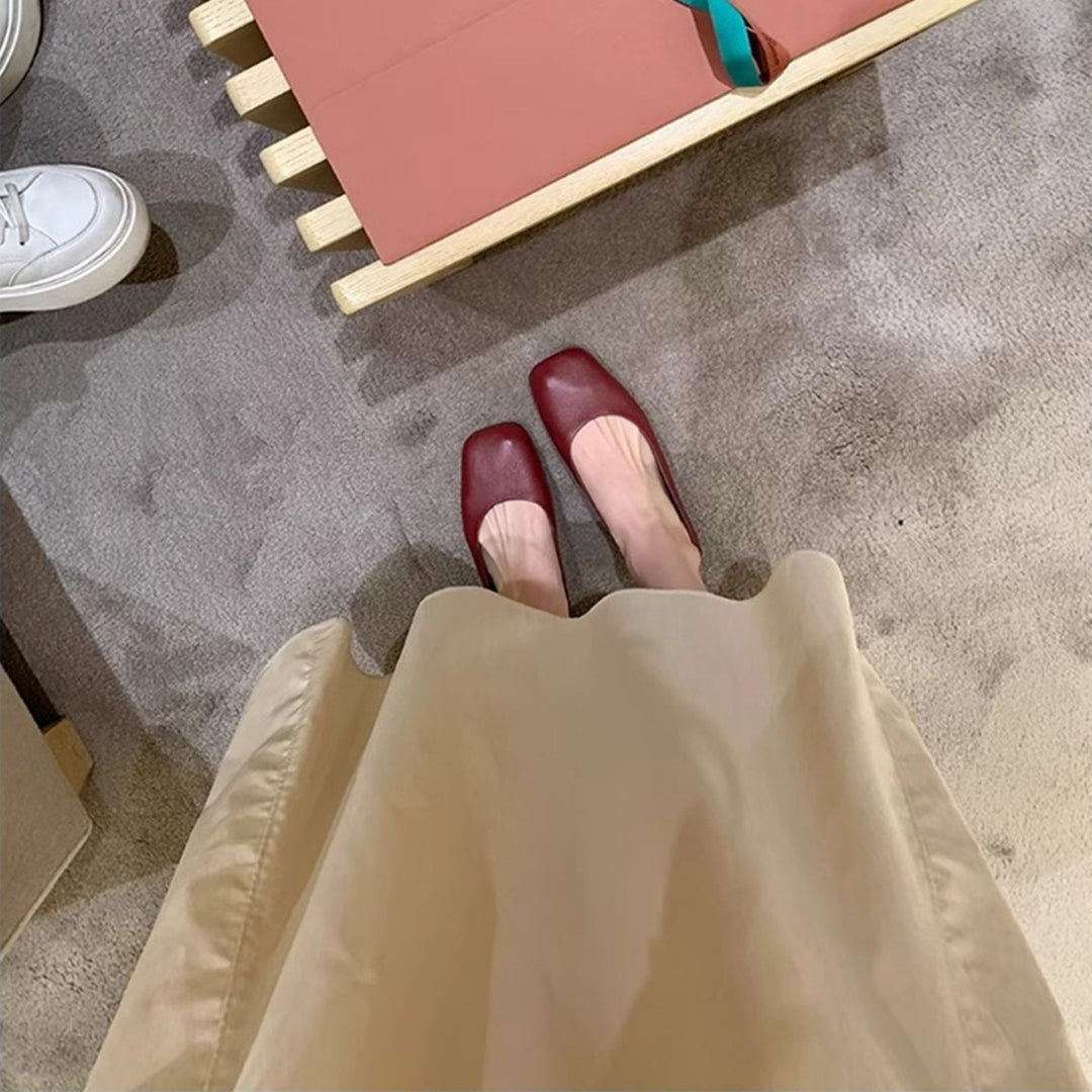 Damen Ballerinas im modernen Quadratdesign mit feiner Struktur EB