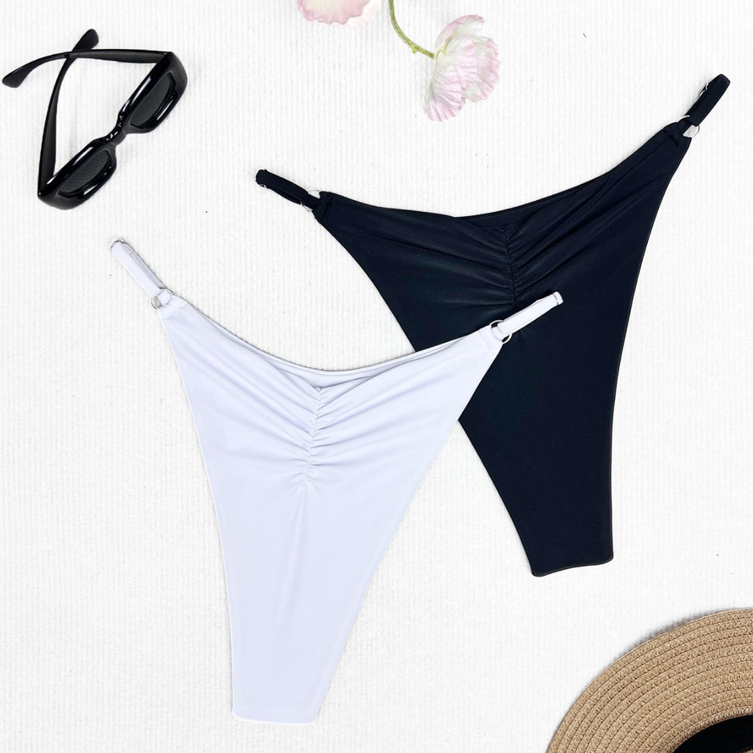Damen Bikini-Höschen mit raffinierten Raffungselementen und hohem Beinausschnitt EB
