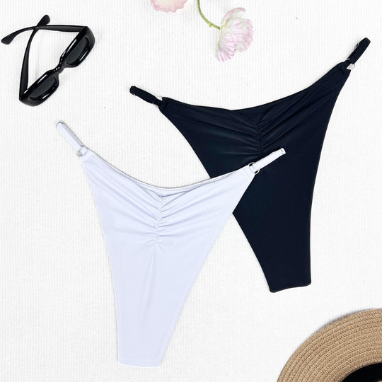Damen Bikini-Höschen mit raffinierten Raffungselementen und hohem Beinausschnitt EB