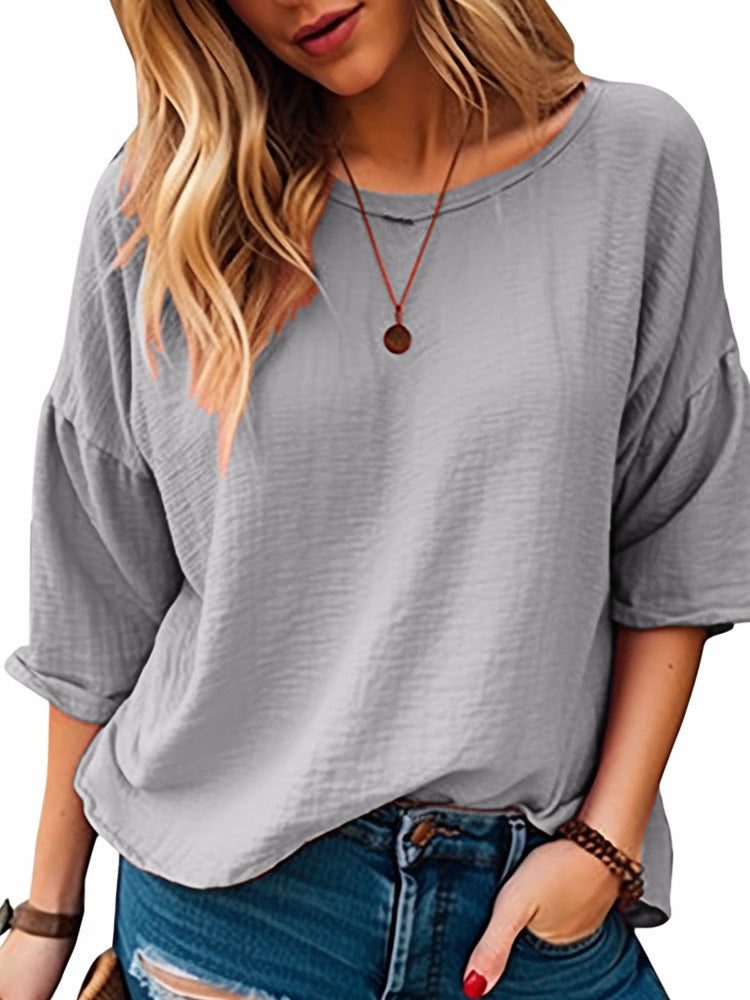 Damen Oversized Langarmshirt aus weich strukturiertem Material EB
