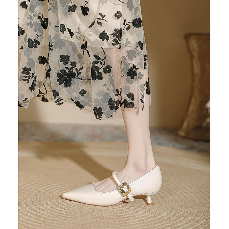 Damen elegante Riemchen-Pumps mit moderner Schnalle EB
