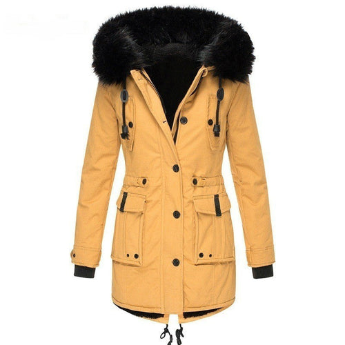 EB | Lange Winterjacke mit Knopfverschluss für Damen Ideal für Die Kalte Saison