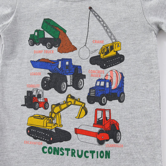 Jungen Langarmshirt mit buntem Baustellenfahrzeug-Design EB