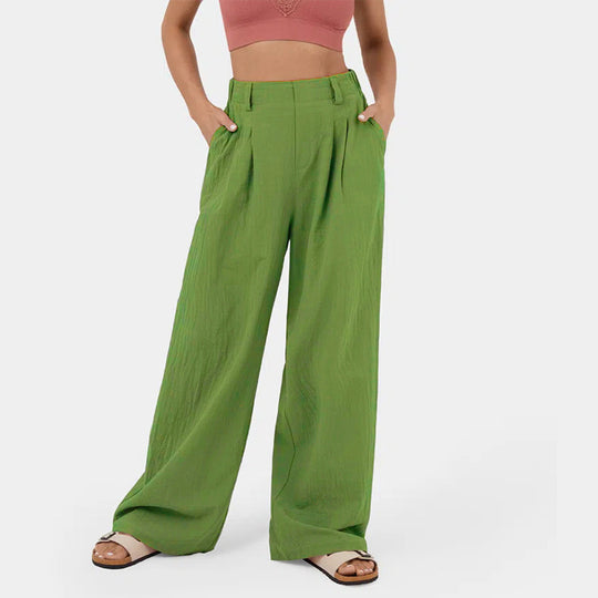 Damen Weite Chinohose mit elegantem Faltenwurf und seitlichen Taschen EB