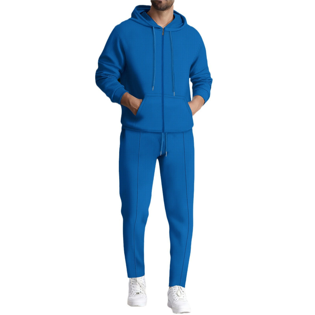 Herren nan Struktur-Fleece Zip-Hoodie mit Kängurutaschen und schmal zulaufender Jogginghose EB